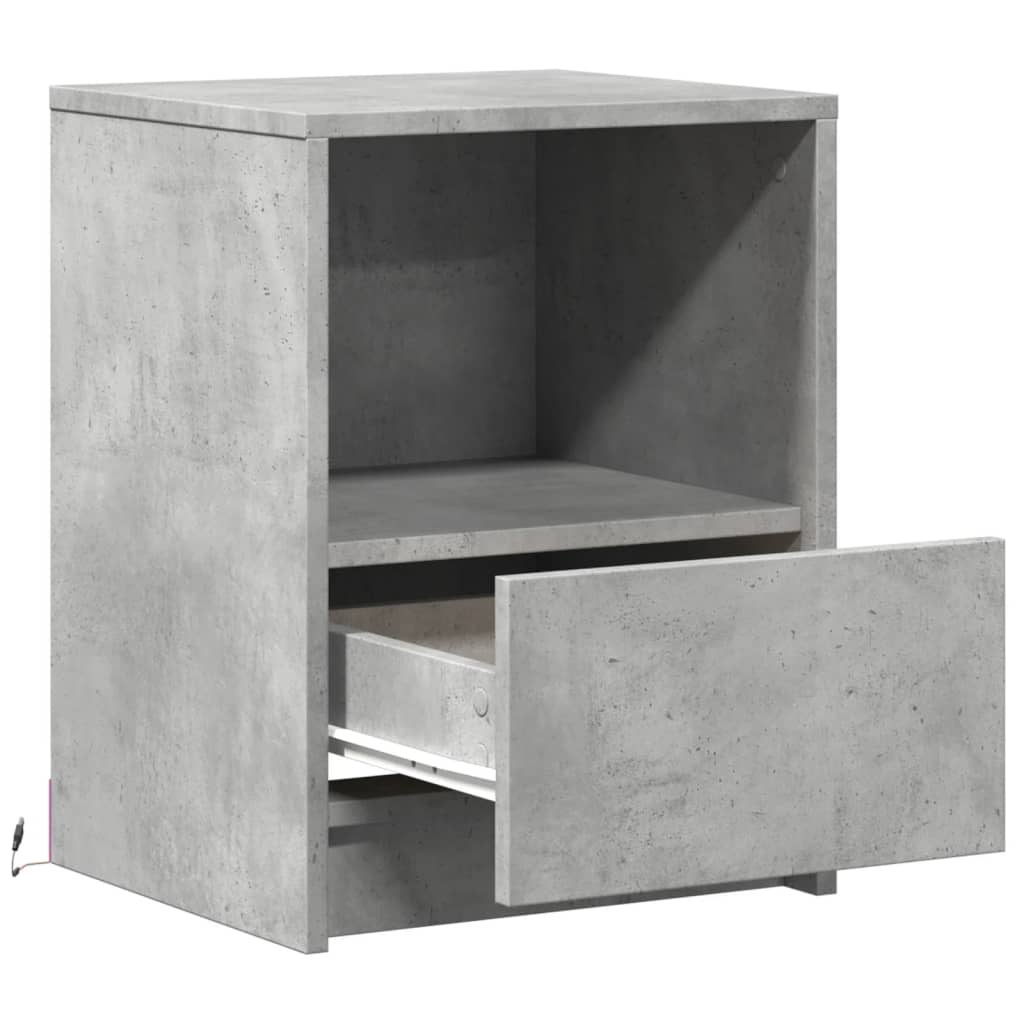 vidaXL Tables de chevet avec lumières LED 2 pcs Gris béton Bois d'ingénierie
