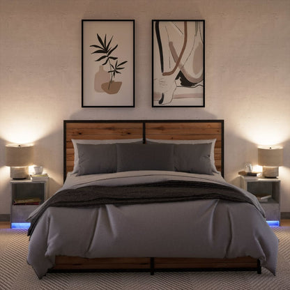 vidaXL Tables de chevet avec lumières LED 2 pcs Gris béton Bois d'ingénierie