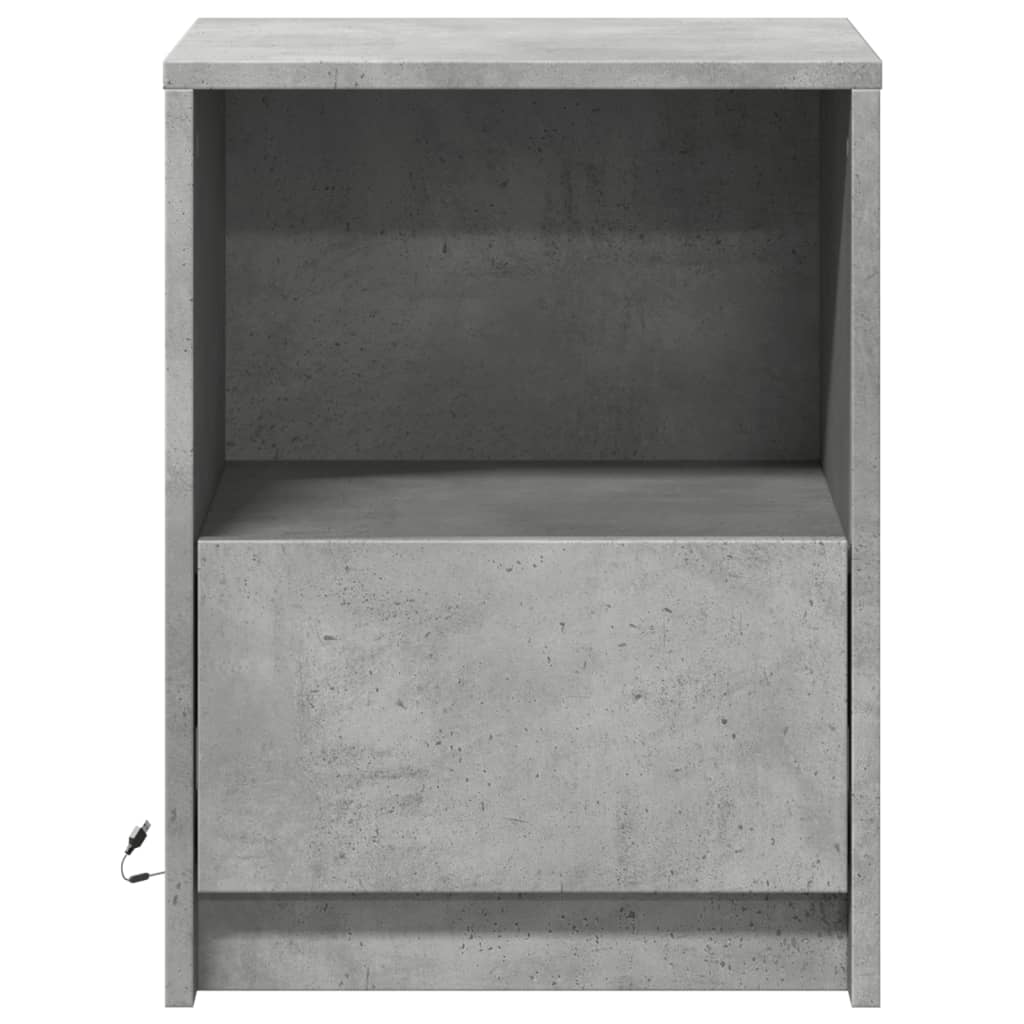 vidaXL Tables de chevet avec lumières LED 2 pcs Gris béton Bois d'ingénierie