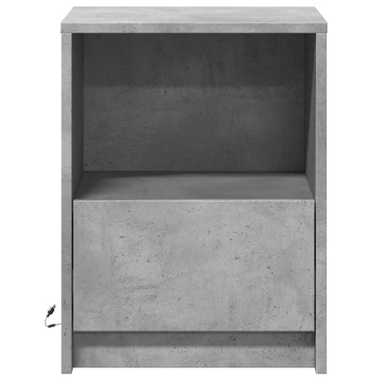 vidaXL Tables de chevet avec lumières LED 2 pcs Gris béton Bois d'ingénierie