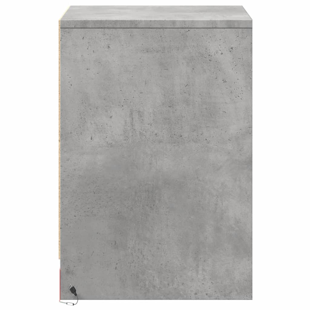 vidaXL Tables de chevet avec lumières LED 2 pcs Gris béton Bois d'ingénierie