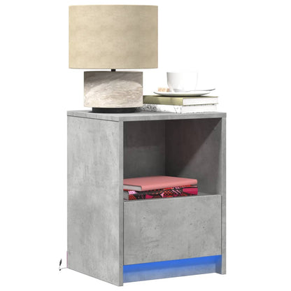 vidaXL Tables de chevet avec lumières LED 2 pcs Gris béton Bois d'ingénierie