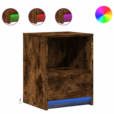 vidaXL Tables de chevet avec lumières LED 2 pcs Chêne fumé Bois d'ingénierie