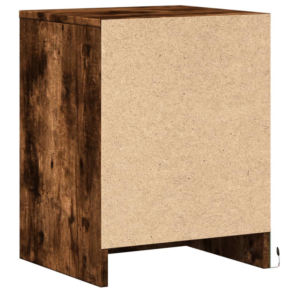vidaXL Tables de chevet avec lumières LED 2 pcs Chêne fumé Bois d'ingénierie