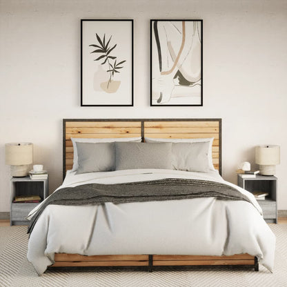 vidaXL Tables de chevet avec lumières LED 2 pcs Gris Sonoma en bois d'ingénierie