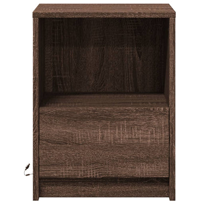 vidaXL Tables de chevet avec lumières LED 2 pcs Chêne marron Bois d'ingénierie