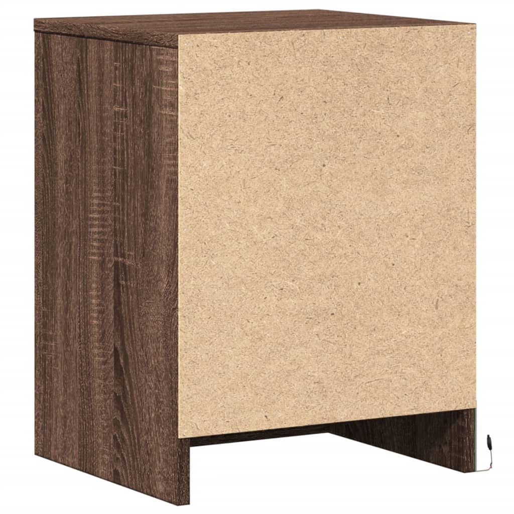 vidaXL Tables de chevet avec lumières LED 2 pcs Chêne marron Bois d'ingénierie