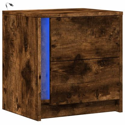 vidaXL Nachttisch mit LED-Leuchten Räuchereiche Holzwerkstoff