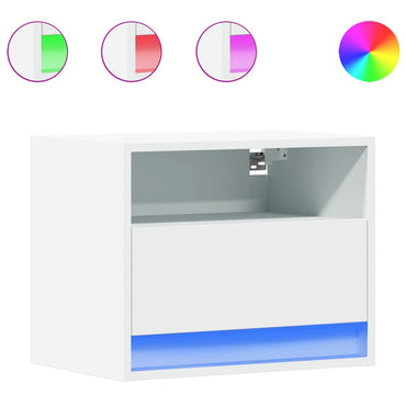 vidaXL Tables de chevet murales avec lumières LED 2 pcs Blanc