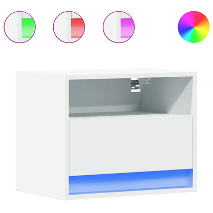 vidaXL Tables de chevet murales avec lumières LED 2 pcs Blanc