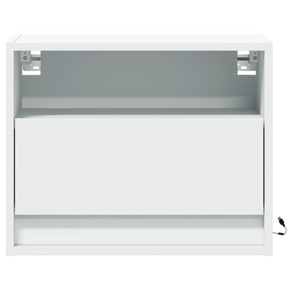vidaXL Tables de chevet murales avec lumières LED 2 pcs Blanc