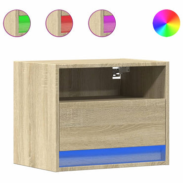 vidaXL Tables de chevet murales avec lumières LED 2 pcs Chêne Sonoma