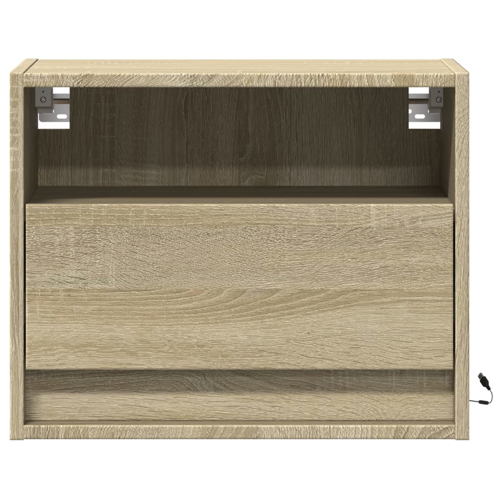vidaXL Tables de chevet murales avec lumières LED 2 pcs Chêne Sonoma