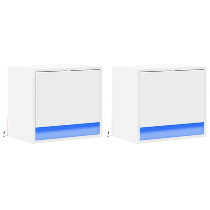 vidaXL Wand-Nachttische mit LED-Leuchten 2 Stk. Weiß