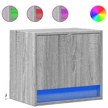 vidaXL Wand-Nachttische mit LED-Leuchten 2 Stk. Grau Sonoma