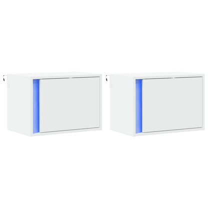 vidaXL Wand-Nachttische mit LED-Leuchten 2 Stk. Weiß