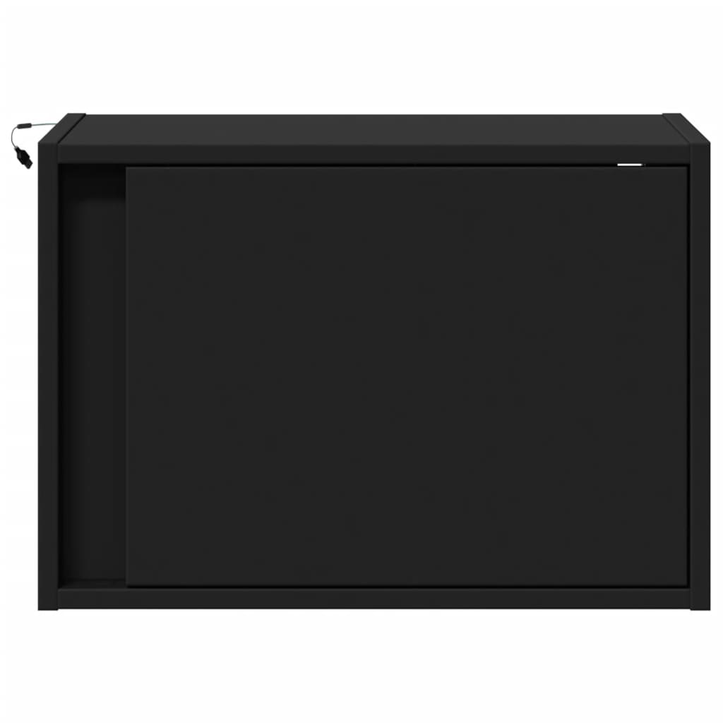 vidaXL Table de chevet murale avec lumières LED Noir