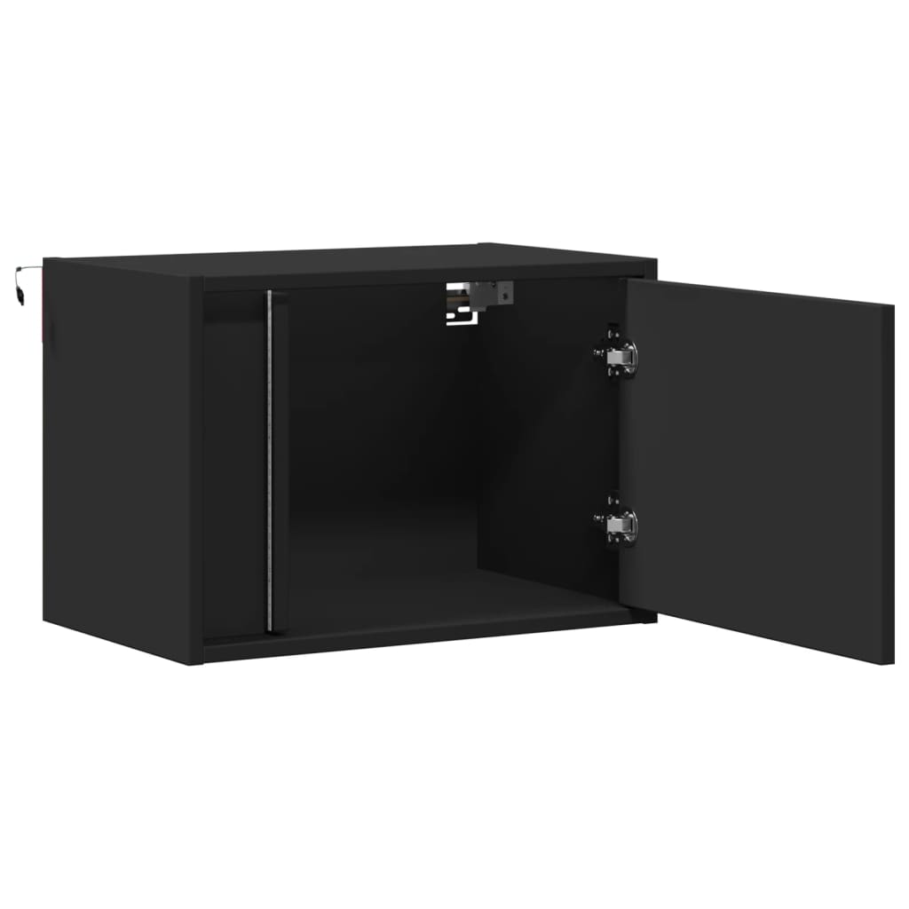 vidaXL Table de chevet murale avec lumières LED Noir