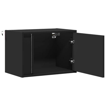 vidaXL Table de chevet murale avec lumières LED Noir