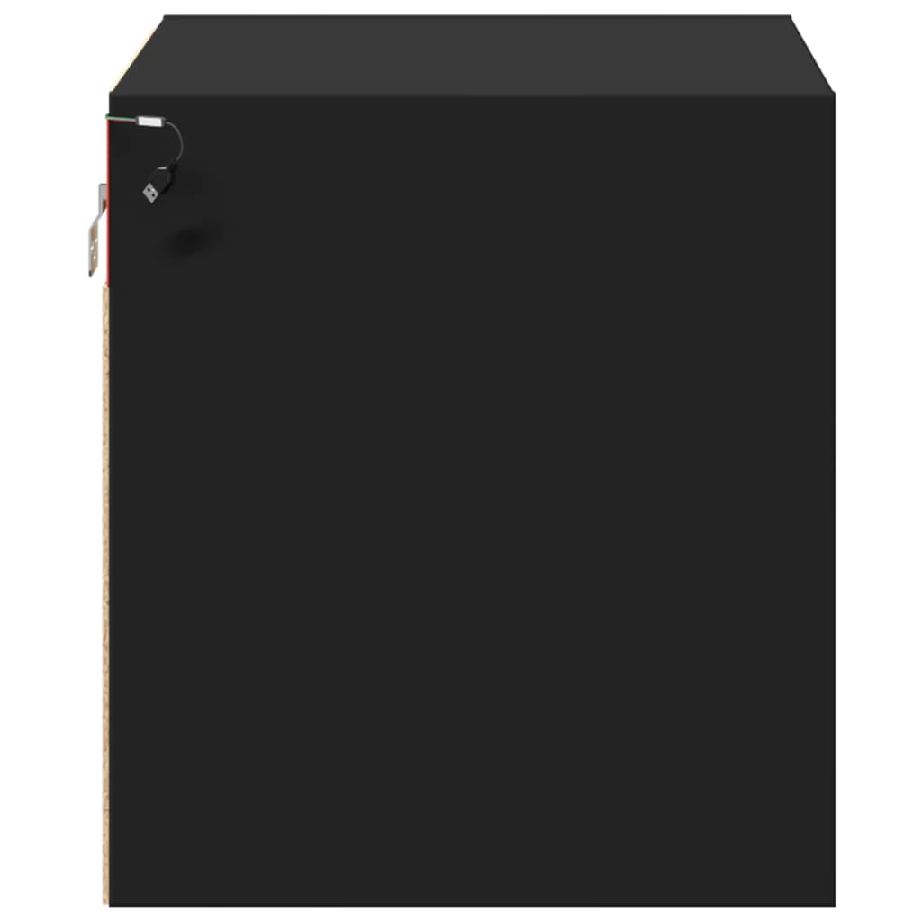 vidaXL Table de chevet murale avec lumières LED Noir