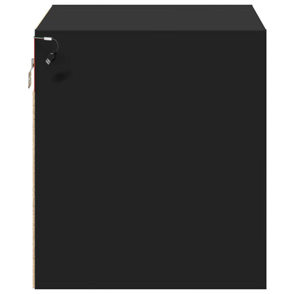 vidaXL Table de chevet murale avec lumières LED Noir