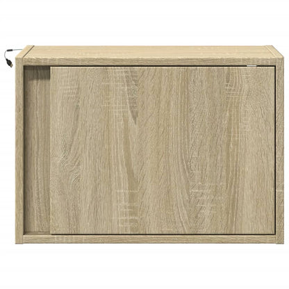 vidaXL Table de chevet murale avec lumières LED chêne Sonoma
