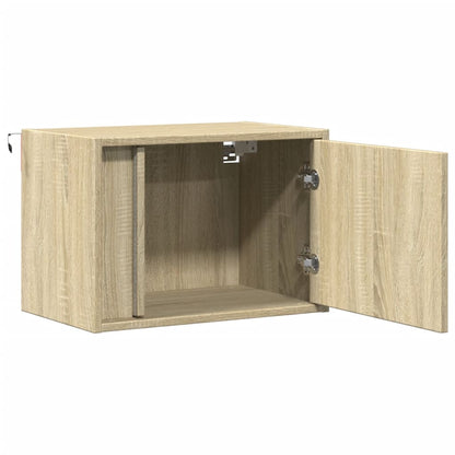 vidaXL Table de chevet murale avec lumières LED chêne Sonoma
