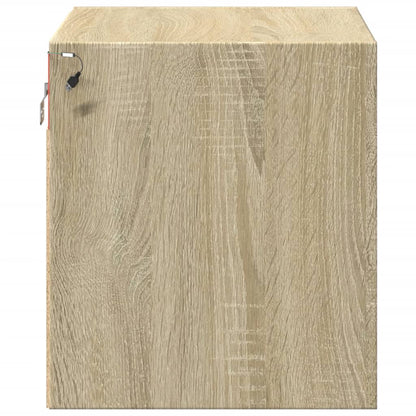 vidaXL Table de chevet murale avec lumières LED chêne Sonoma