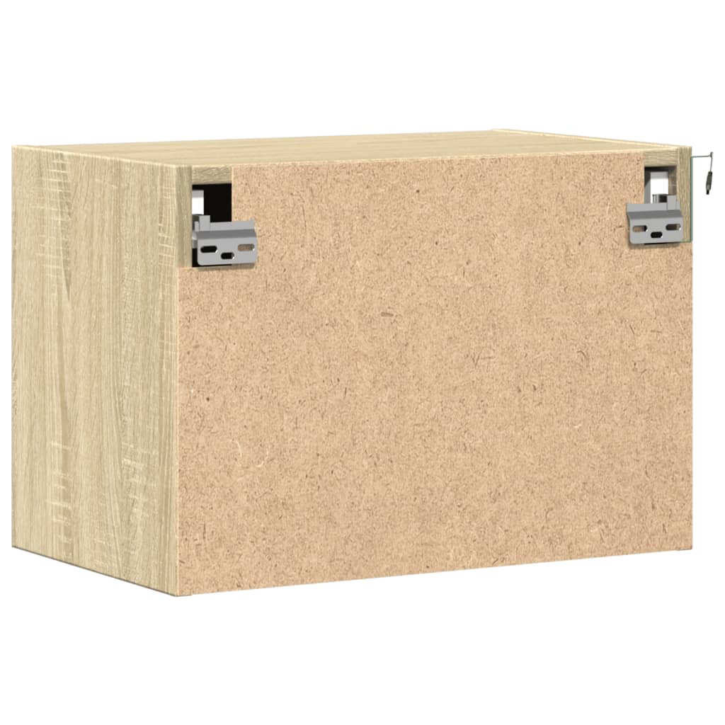 vidaXL Table de chevet murale avec lumières LED chêne Sonoma