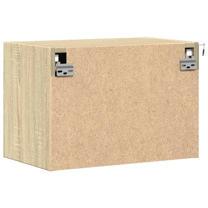 vidaXL Table de chevet murale avec lumières LED chêne Sonoma