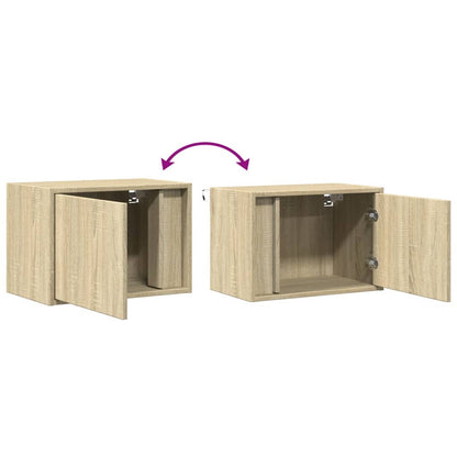 vidaXL Table de chevet murale avec lumières LED chêne Sonoma