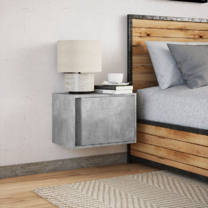 vidaXL Table de chevet murale avec lumières LED Gris béton