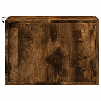 vidaXL Tables de chevet murales avec lumières LED 2 pcs Chêne fumé