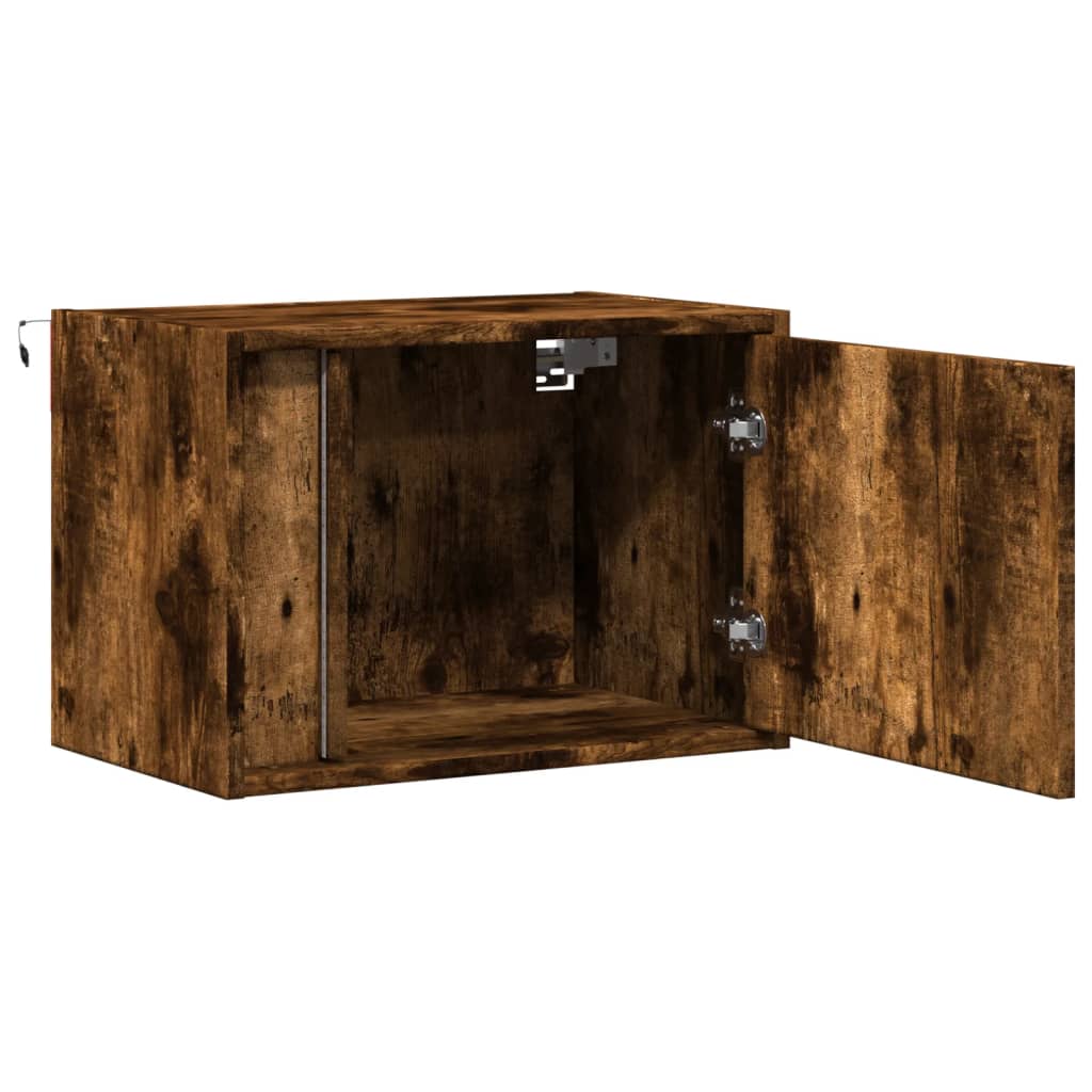vidaXL Tables de chevet murales avec lumières LED 2 pcs Chêne fumé