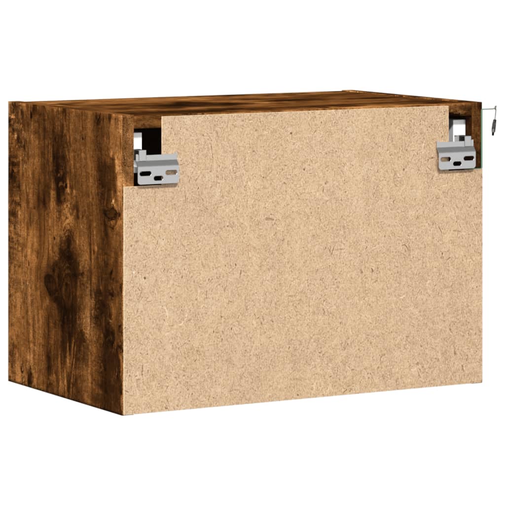 vidaXL Tables de chevet murales avec lumières LED 2 pcs Chêne fumé