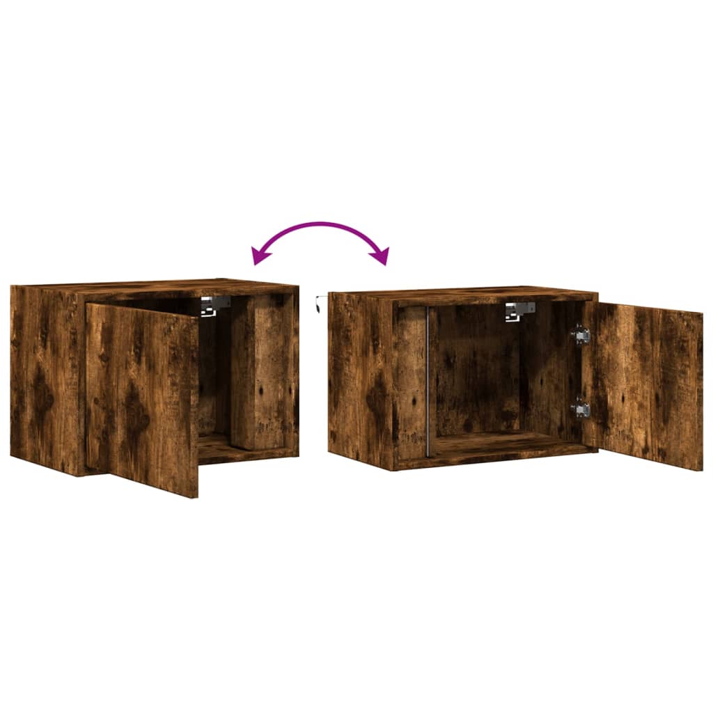 vidaXL Tables de chevet murales avec lumières LED 2 pcs Chêne fumé