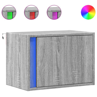 vidaXL Tables de chevet murales avec lumières LED 2 pcs Gris Sonoma