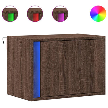vidaXL Tables de chevet murales avec lumières LED 2 pcs Aspect Chêne Marron