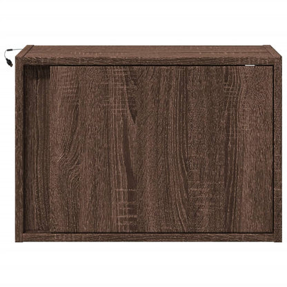 vidaXL Tables de chevet murales avec lumières LED 2 pcs Aspect Chêne Marron