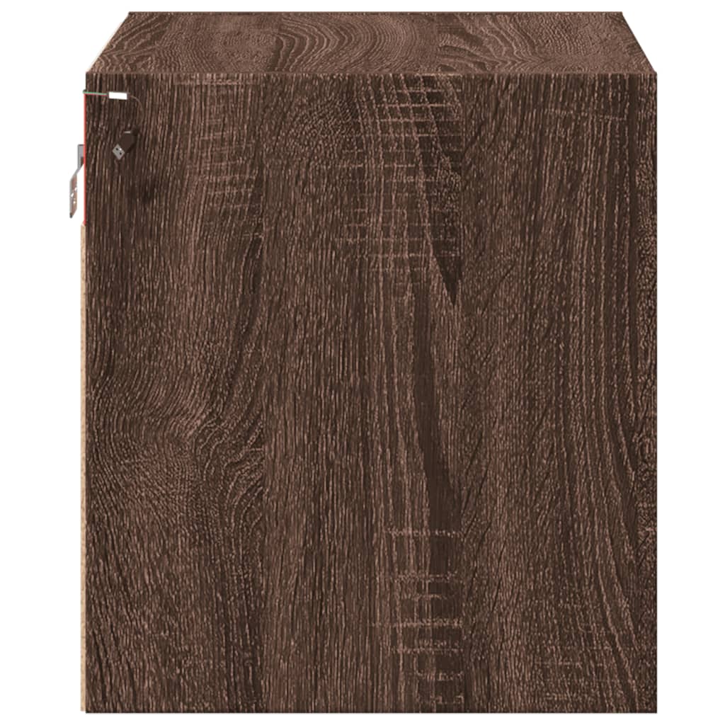 vidaXL Tables de chevet murales avec lumières LED 2 pcs Aspect Chêne Marron