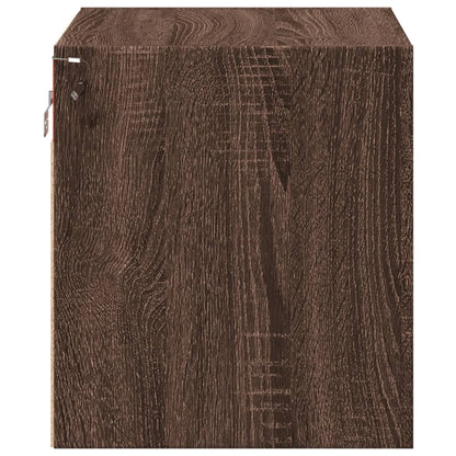 vidaXL Tables de chevet murales avec lumières LED 2 pcs Aspect Chêne Marron