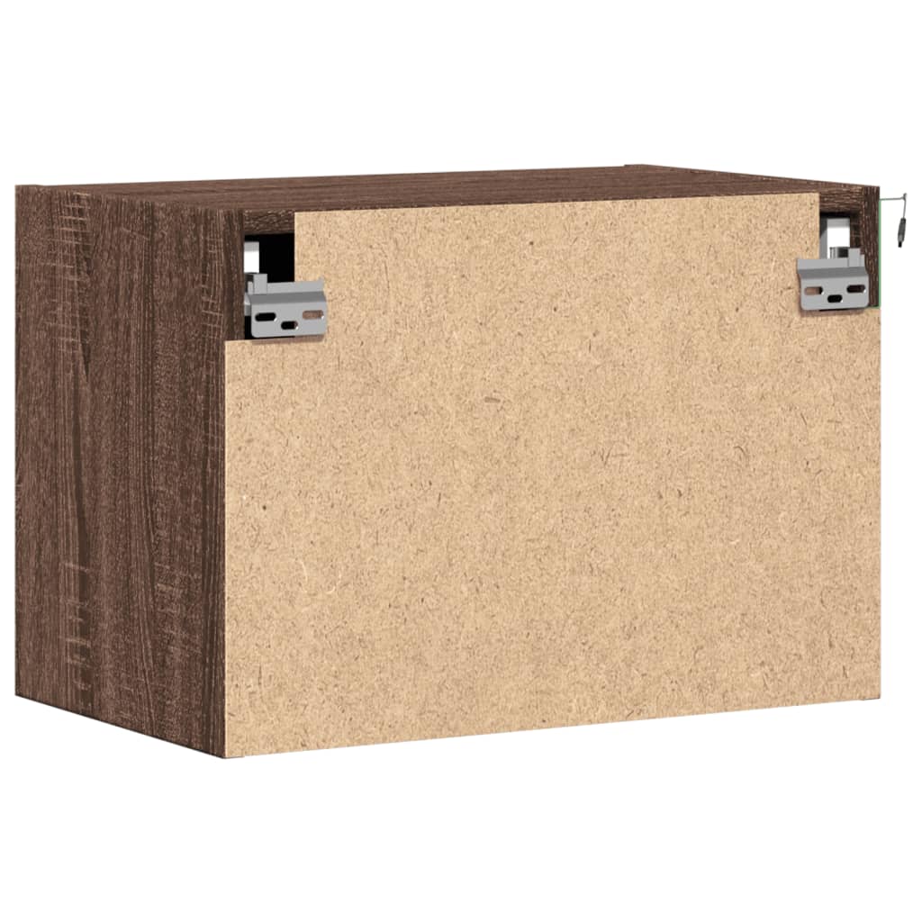 vidaXL Tables de chevet murales avec lumières LED 2 pcs Aspect Chêne Marron