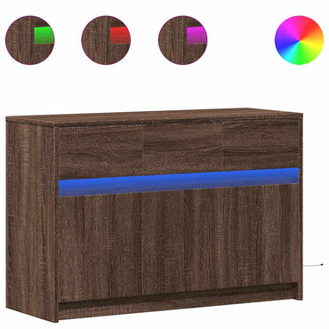 vidaXL Meuble TV avec éclairage LED Chêne brun 91x34x61 cm