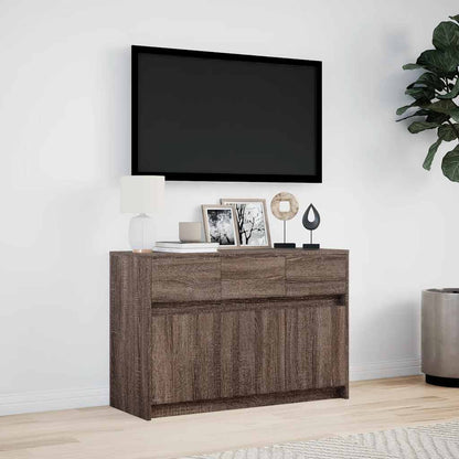 vidaXL Meuble TV avec éclairage LED Chêne brun 91x34x61 cm