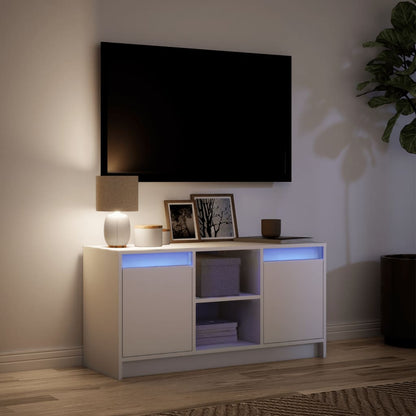 Meuble TV vidaXL avec éclairage LED blanc 100x34x50 cm aggloméré
