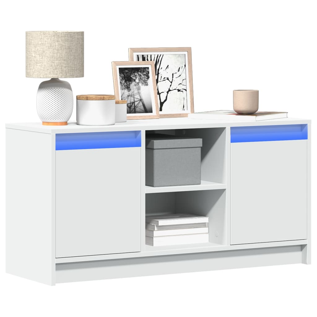 Meuble TV vidaXL avec éclairage LED blanc 100x34x50 cm aggloméré