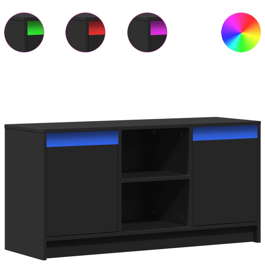 vidaXL Meuble TV avec lumières LED Noir 100x34x50 cm