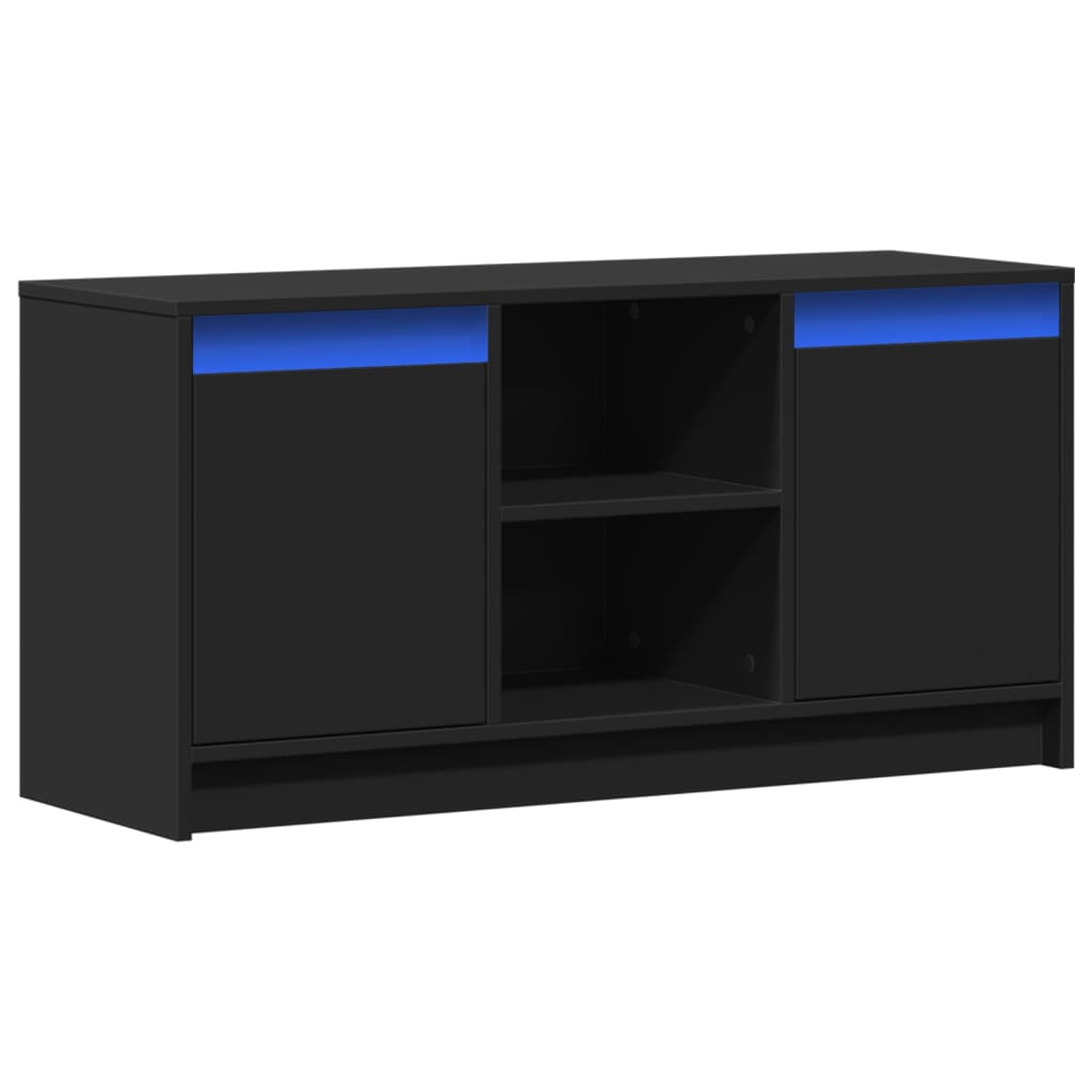 vidaXL Meuble TV avec lumières LED Noir 100x34x50 cm