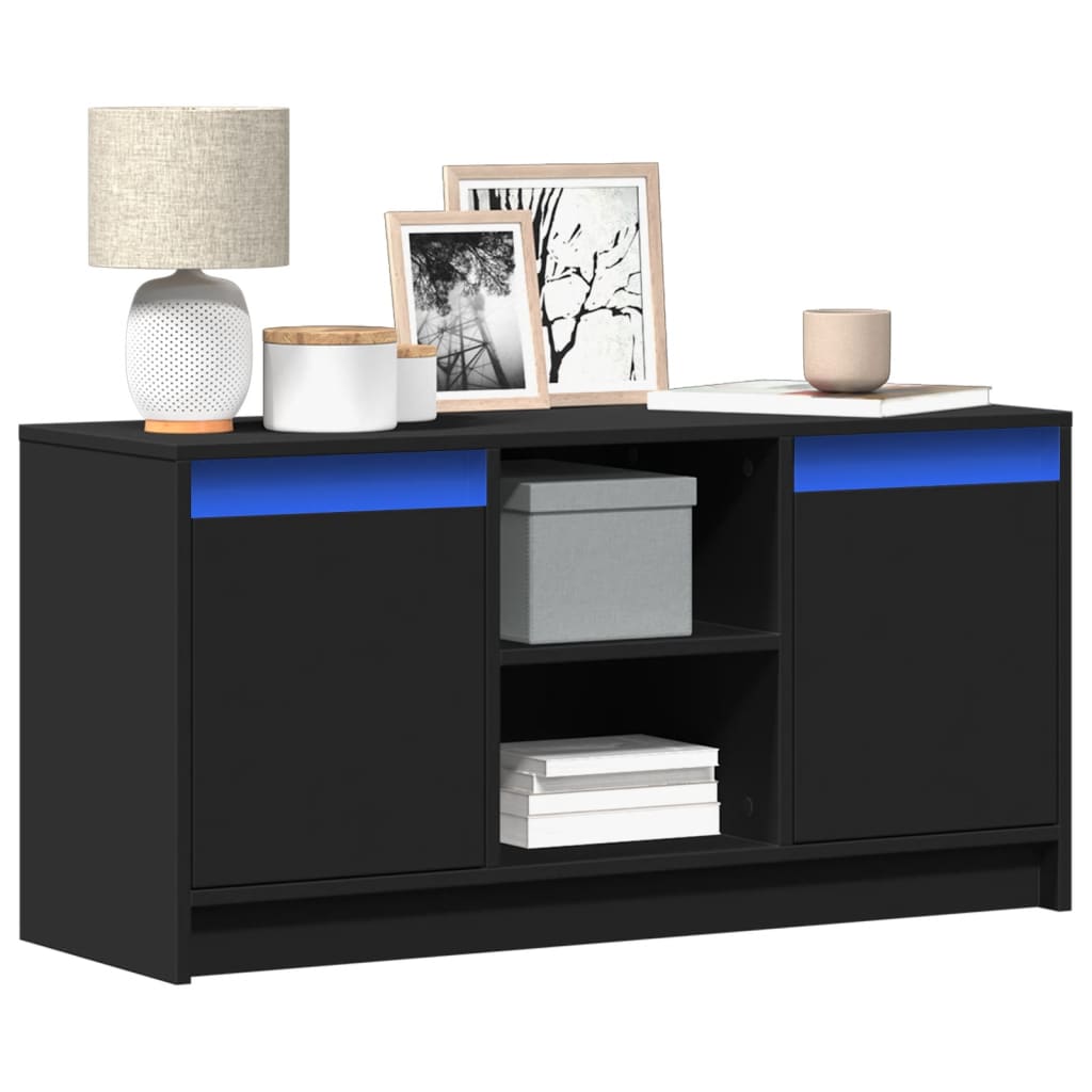 vidaXL Meuble TV avec lumières LED Noir 100x34x50 cm