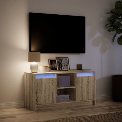 Meuble TV vidaXL avec éclairage LED chêne Sonoma 100x34x50 cm